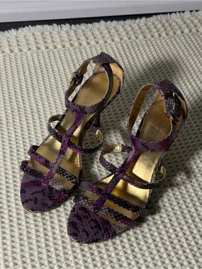 Coach Hayden Python-Print Strappy Heels